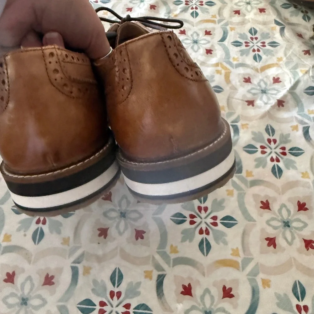 Thomas‎ & Vine Mens Wingtip Oxford Shoes Cognac Brown Leather Brogue US 12